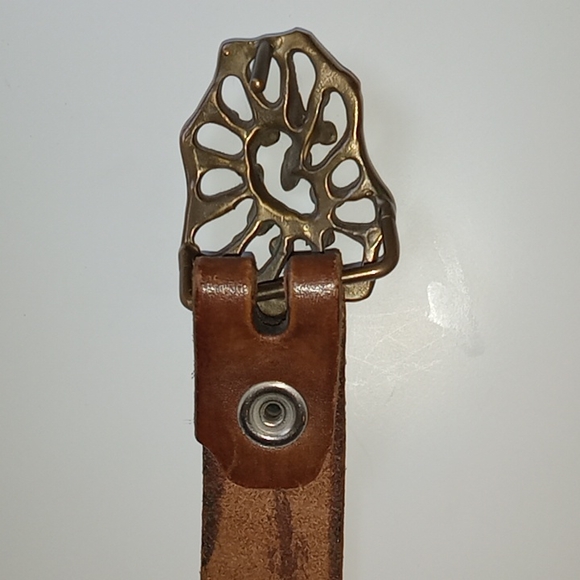 Vintage genuine leather Brass Buckle belt - Picture 2 of 5